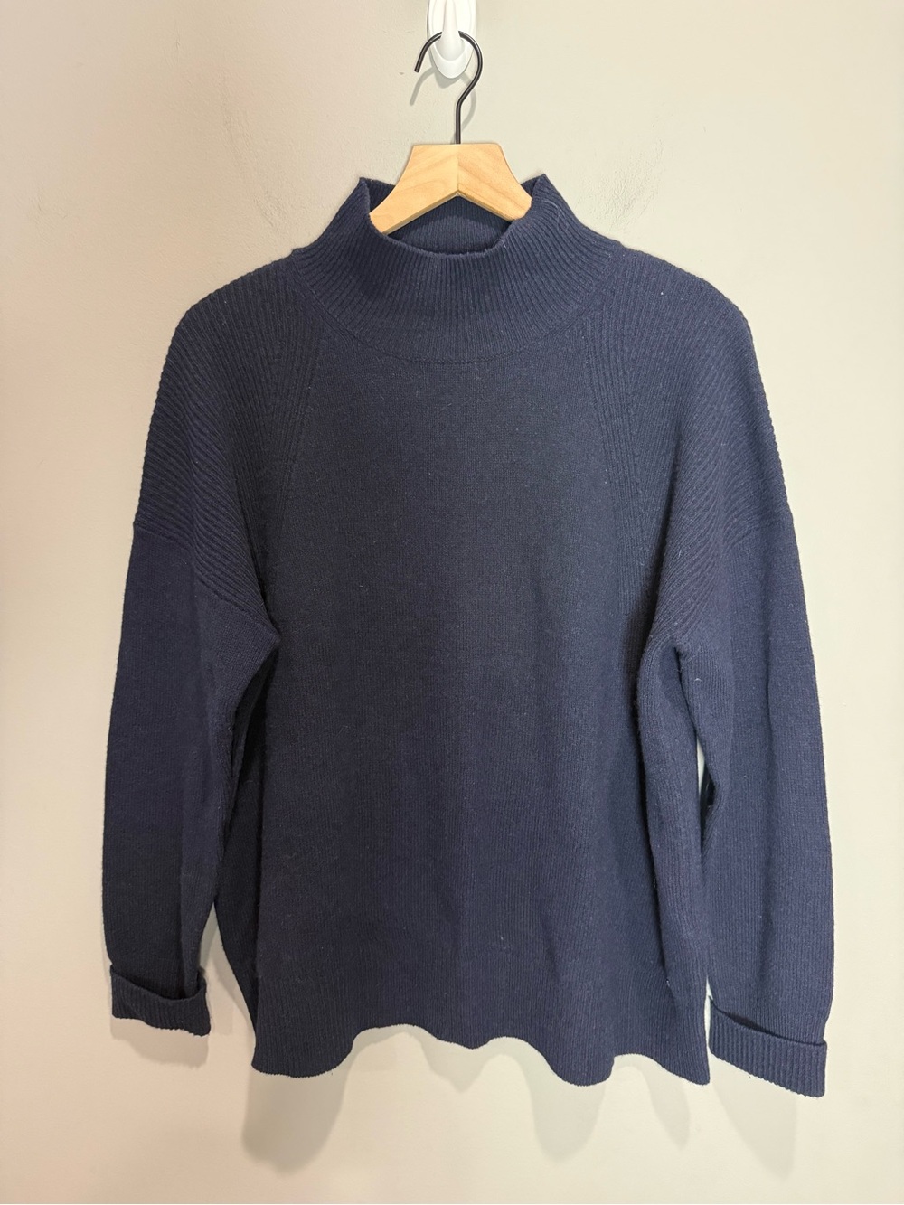 Joules Halton French Navy Wool Cashmere Turtleneck Sweater US 12